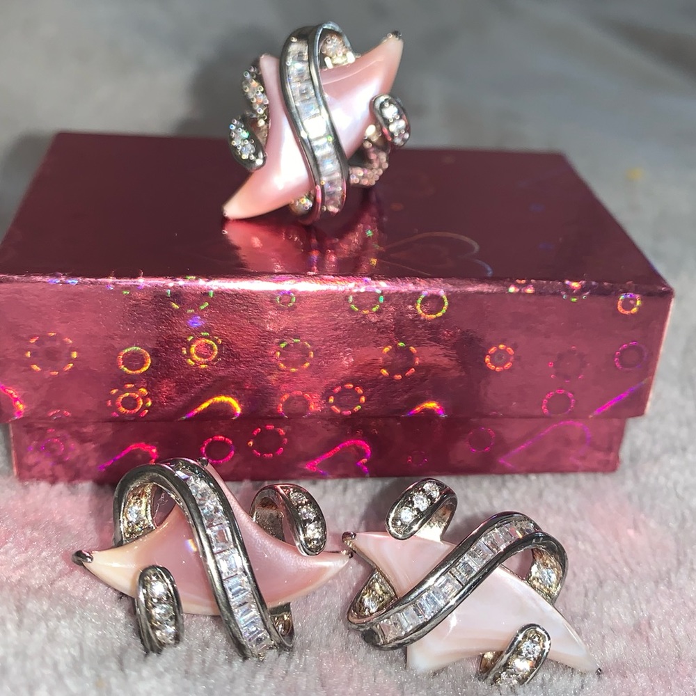 Silver ring and earring set